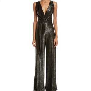 Ramy Brook Marybeth gold black metallic jumpsuit Small